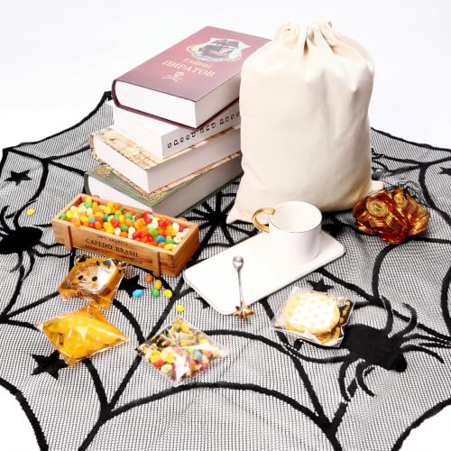 Halloween Lace Spiderweb Tablecloth Set - Black, Reusable Decor for Parties