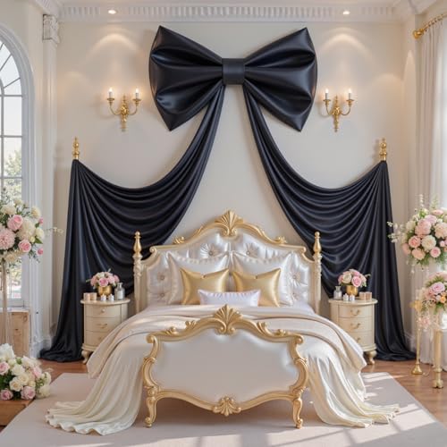Black Satin Large Bow Decor - 24x16 Inches Wall Door Party Backdrop Variation of THIS listing