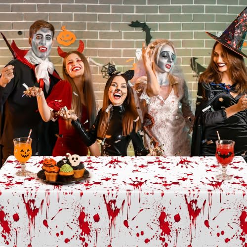 Bloody Halloween Disposable Tablecloths - 4 Pack 54 x 108 Inches