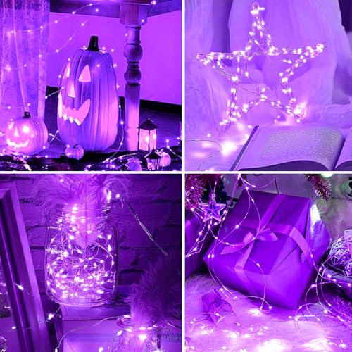 Purple 2 Pack USB Fairy String Lights 16ft with Remote & Timer - Indoor Outdoor Decor