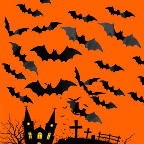 120 Pcs Halloween Bat Wall Decals Waterproof 3D Decorations for Home & Party