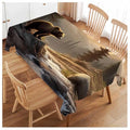 70x52 Inch Rectangular Animal Bear Tablecloth - Forest Mountain Nature Decor