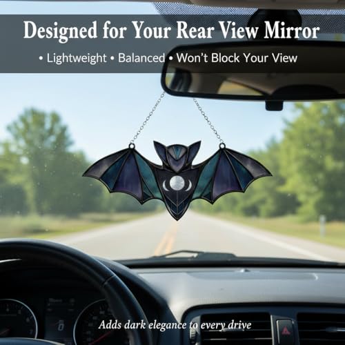 Bat Car Charm Suncatcher - Gothic Bat Rearview Mirror Ornament, Halloween Gift - Bat 9