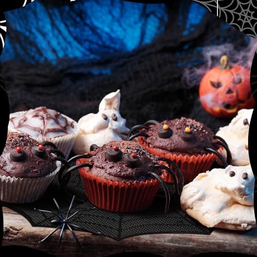 Halloween Spiderweb Placemats Set of 6 - Black 15 Inch, Spiderweb Design