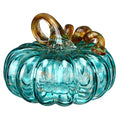 Blue Fall Hand Blown Glass Pumpkin Decor - 5.1 x 5.1 Inch