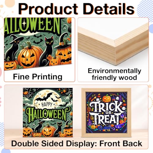 Halloween Ghost Wooden Decoration Sign - Cute Magic Cat Style - Variation Cat1
