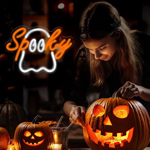 Halloween Neon Sign LED Ghost Wall Decor Spooky Light USB Powered
