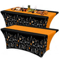 Halloween Gothic Castle Tablecloth 2 Pack - Black & Orange, 6 ft, Classic Halloween, Variation of THIS listing