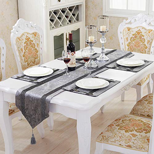 Grey Sequin Table Runner 98" - Elegant Bling Decor for Weddings & Parties - Variation 13x98"