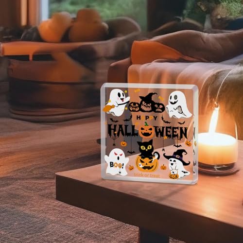 Halloween Ghost Acrylic Ornament Decor - Scary Cute Pumpkin Bat Witches Set
