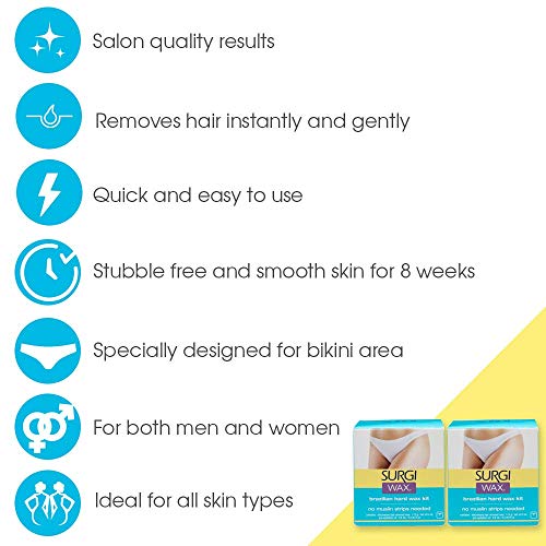 Brazilian Hard Wax Kit for Hair Removal - 4oz with Pre-Epilation Oil & Spatulas