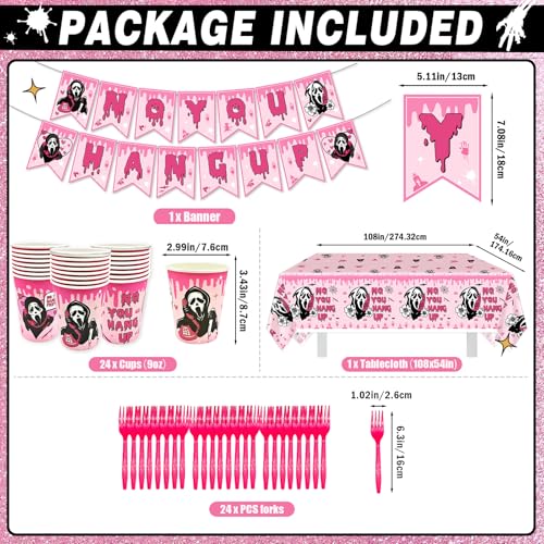 Pink Halloween Party Tableware Set - Plates, Napkins, Cups & Decorations