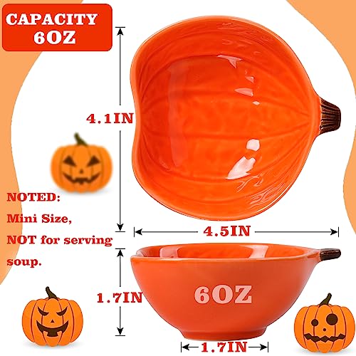 Orange Pumpkin Ramekins Set of 12 - 6 oz Ceramic Bowls for Thanksgiving & Fall Parties