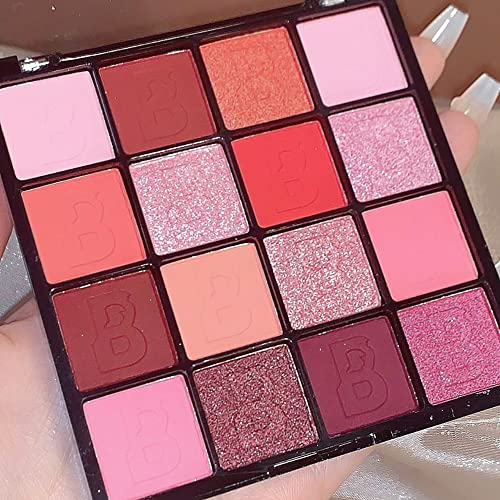 Pink Eyeshadow Palette - 16 Colors Matte & Glitter Korean Makeup Set