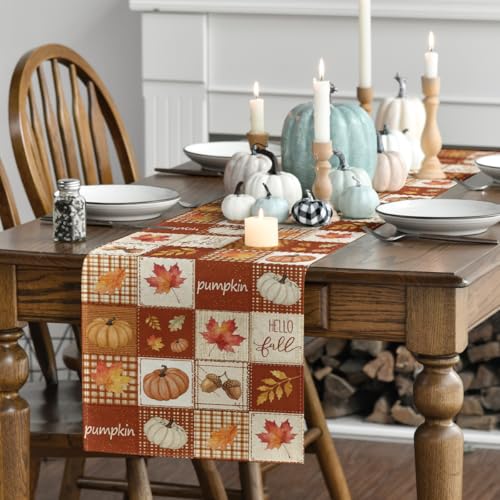 Artoid Mode 210 GSM Fall Table Runner Brown 13x108 Inch for Home Party Decor