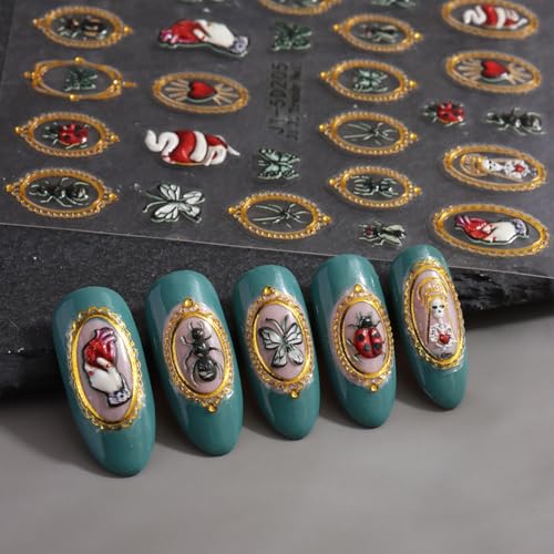 Halloween Nail Art Stickers Decals 5D Embossed Spider Ghost Pumpkin Self-Adhesive - Variation 1