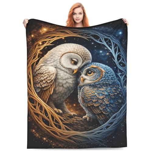 Owl Blanket 50x60in - Cozy Flannel Throw with Loving Owls - Gift for Women & Kids Variation of Owl / 50x60