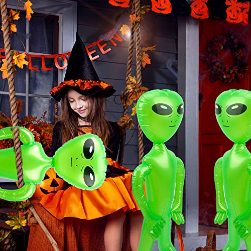 Green Inflatable Alien Figures Set - 15 Jumbo Party Decorations for Space & Halloween Themes