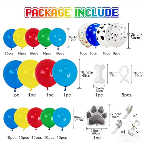 Paw Balloons Garland Kit with Dog Bone & Paw Print Balloons for Paw Themed Birthday Party