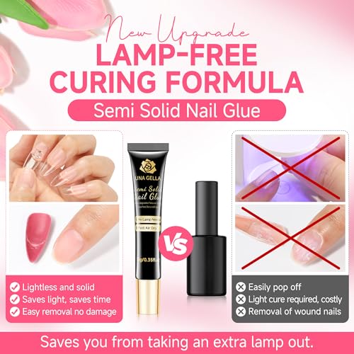 Semi Nail Glue Set - 2pcs 10ml Strong Fast-Drying Press On Nail Adhesive