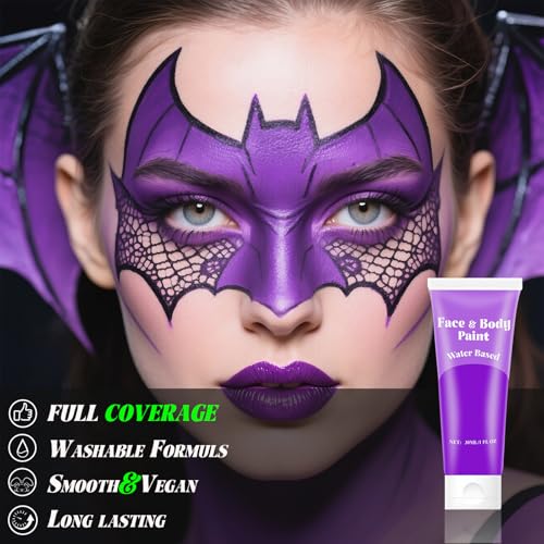 Purple Water-Based Body & Face Paint - Full Coverage Halloween SFX Makeup