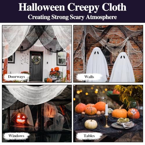 Halloween Creepy Cloth Set - Black & White 6 Pack 30x75 Inch Decorations
