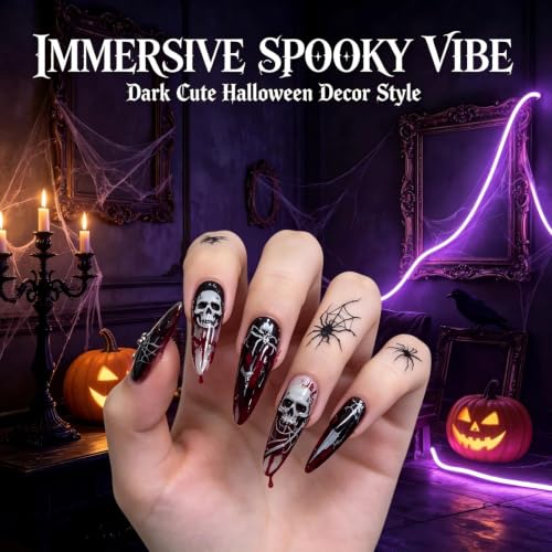 Halloween Nail Art Stickers Set - Ghost Pumpkin Bat Witch Spider Web Design NS-18 - 5 Sheets for Women & Girls