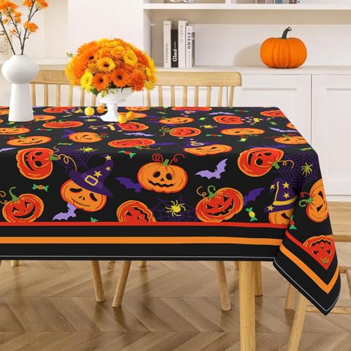Halloween Rectangular Tablecloth 60x102 Inch Waterproof Bat Pumpkin Design - Washable Party Decor Variation of THIS listing