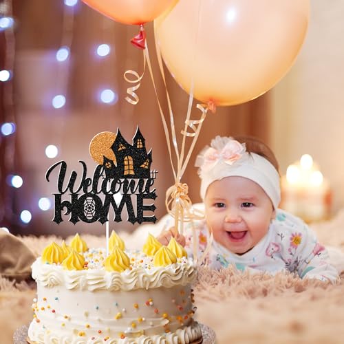 Halloween Ghost Cake Topper with Welcome Home Message - Spooky Party Decoration