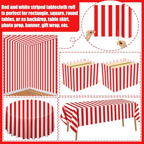 Red Carnival Tablecloth Roll - 100 Ft Plastic Party Cover for Birthday Halloween