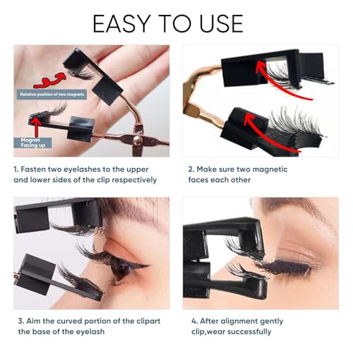 Reusable Magnetic Eyelashes Natural Look with Applicator & Comb - No Glue Needed