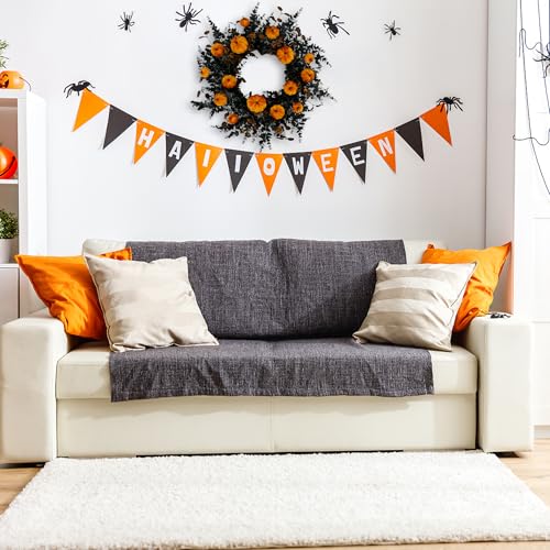 22-Inch Halloween Wreath with Pumpkins and Eucalyptus Leaves - Orange Pumpkin Variation