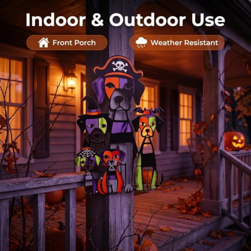 Halloween Dog Wall Art - Purple Metal Autumn Decorations for Home