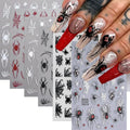 Halloween Nail Art Stickers Diamond Spider Web Decals - Black & White Spider Design - Variation of Spider