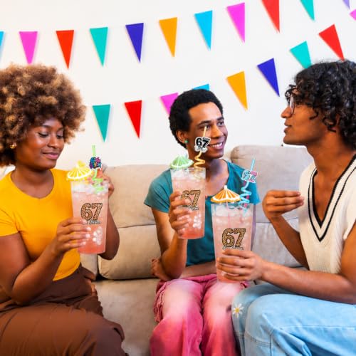Reusable Party Drinking Straws - 8 Count 67 Meme Themed Bendable Plastic Straws