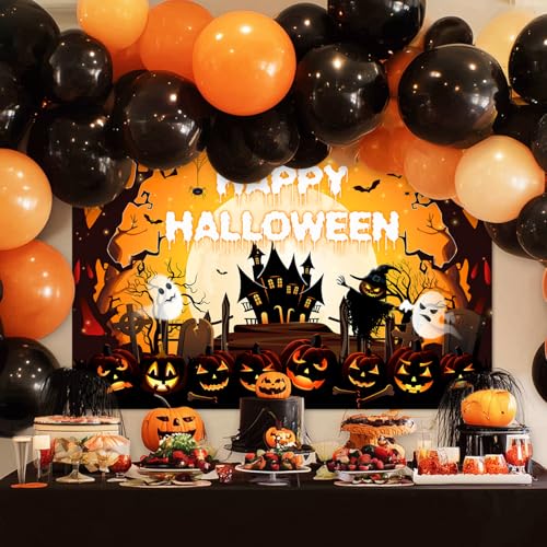 Halloween Banner 8x6ft Orange and Black Horror Scene Party Decor Variation of THIS listing