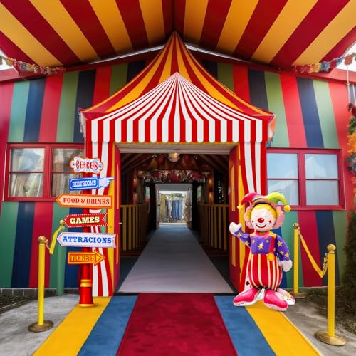 Carnival Circus Party Decorations Set with Tent Sign Clowns and Signboards