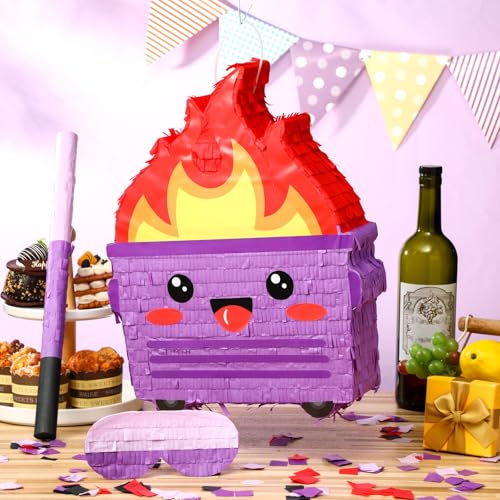 Dumpster on Fire Piñata for Birthday Party - Purple, 15.75 x 12.6 Inches Variation of THIS listing