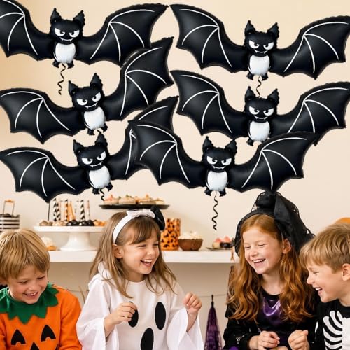 Pensar A 6 Pack Halloween Bat Balloons - Black Bat Balloon Decor for Party
