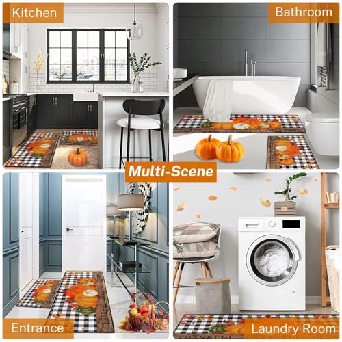 ArtSocket Fall Kitchen Rugs Set of 2 Non-Slip Washable Mats - Fall 3