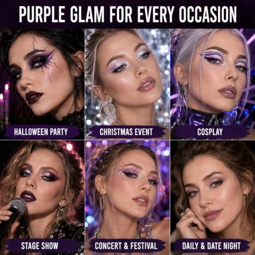 Purple Eyeshadow Palette - 16 Color Makeup for Halloween & Gothic Looks - Variation: Purple
