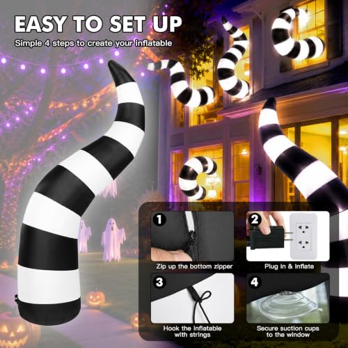 Halloween Inflatable Yard Decorations Set with 5 Striped Sandworms - Outdoor Halloween Decor