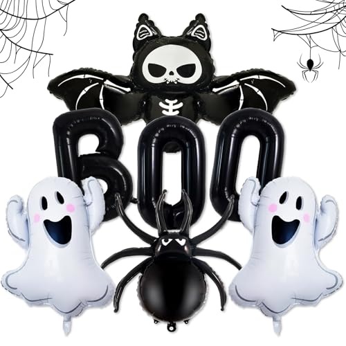 Halloween Black Boo Letter Ghost Bat Spider Foil Balloons - Party Decorations