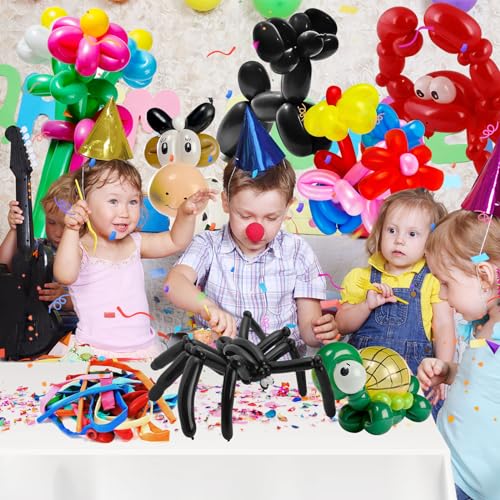 Black Latex Balloon Set - 100 Long Balloons for DIY Animal Models & Decorations