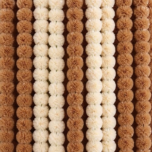 15 Pack Marigold Garland for Decor - Cream White & Brown, 5ft