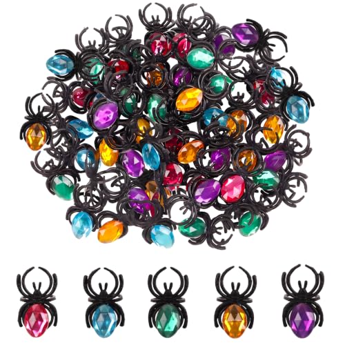 Halloween Spider Rings 50 Pack Adjustable Plastic Costume Party Favors