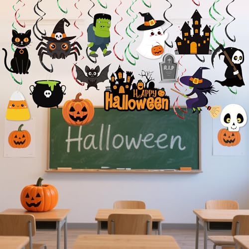 Halloween Hanging Swirl Decorations 36 Pcs Ceiling Streamers Ghost Pumpkin Witch