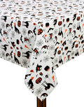 Halloween Tablecloth - Hocus Pocus Design, 60x120 Inch, Black White Orange Variation