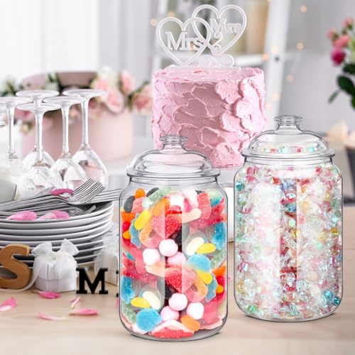 2 Pack 192 oz Clear Plastic Candy and Cookie Jars with Lids - Classic / 192 oz