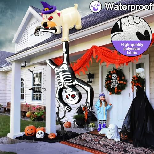 8FT Inflatable Skeleton Dog Pulling Skeleton Halloween Decoration - Variations